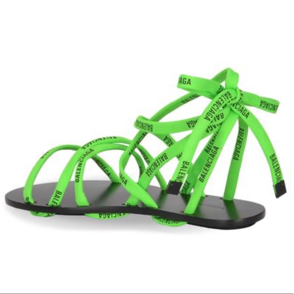 Balenciaga Flat Tie-Up Sandals w/ Printed Laces BN - Picture 4 of 8